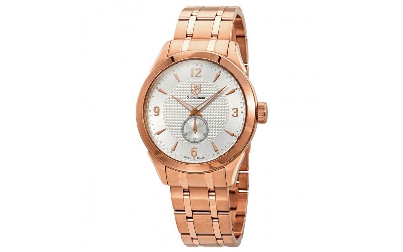 Scoifman Silver Dial Rose Gold tone Mens Watch