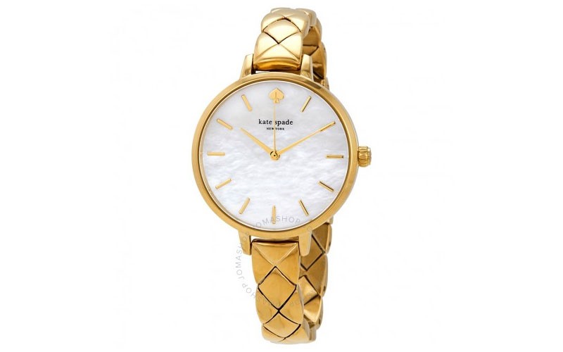 Kate Spade New York Metro Mother of Pearl Dial Ladies Quilted Stainless Watch