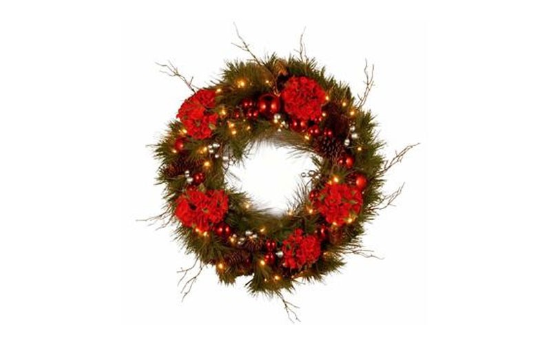 CC Christmas Decor 24 Decorative Collection Hydrangea Wreath with Battery Opera