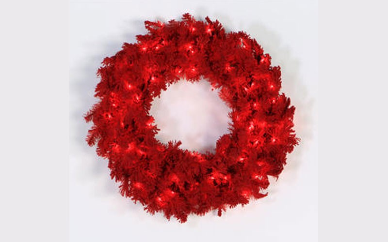 Vickerman 30 Flocked Red Artificial Christmas Wreath