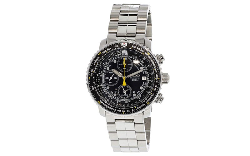 Seiko Mens SNA411 Flight Alarm Chronograph Watch