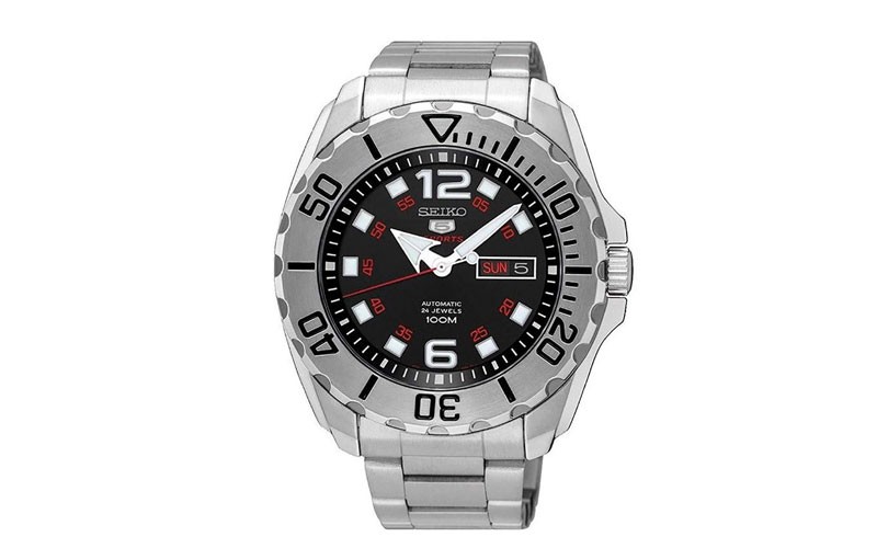 Seiko 5 Baby Monster 100M Automatic Black Dial Steel Watch