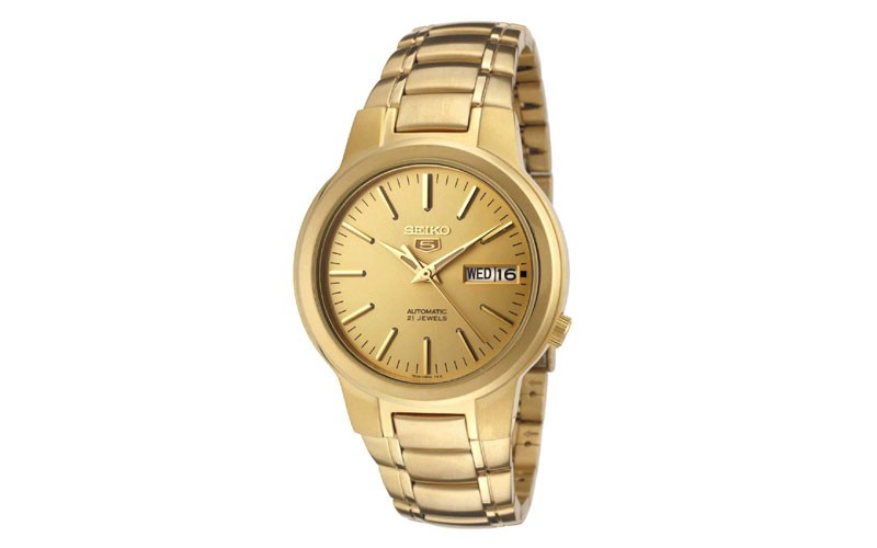 Seiko Mens 5' Japanese Automatic Gold Tone Stainless Steel Casual Watch