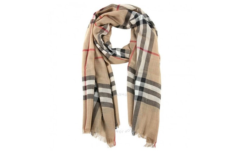 Burberry Checked Wool and Silk blend Scarf