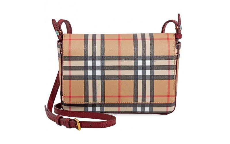 Burberry Vintage Check and Leather Wallet Crimson