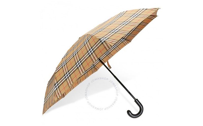 Burberry Vintage Check Folding Umbrella Antique Yellow Black