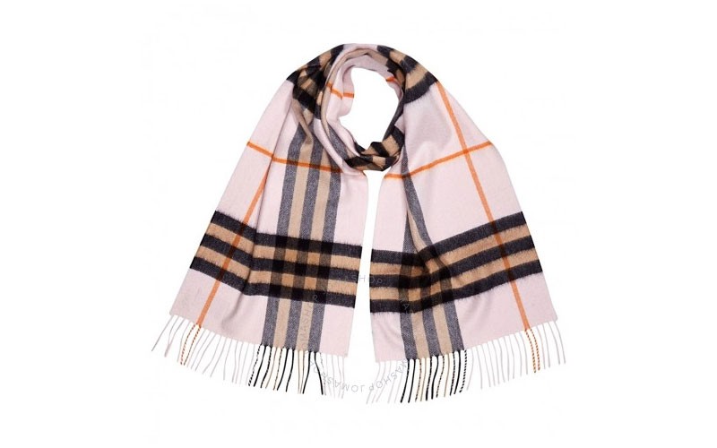 Burberry Classic Vintage Check Cashmere Scarf Pale Blossom