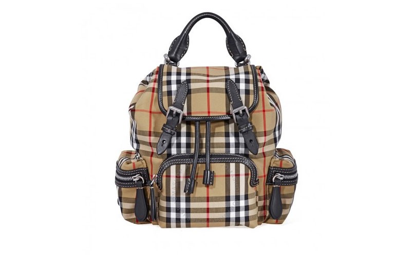 Burberry Small Vintage Check and Leather Rucksack- Antique Yellow