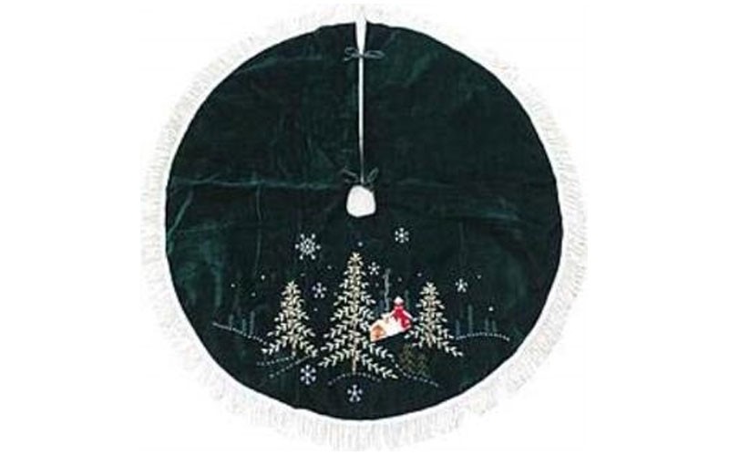 Trim A HomeÂ® Trimming Traditions 48-Inch Green Velvet Embroidered Christmas Tree Ski
