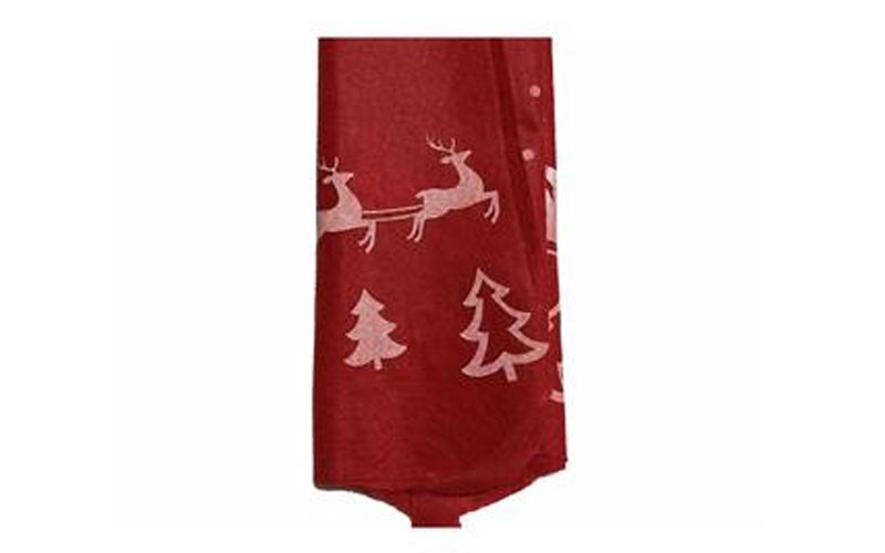 Christmas House Tree Skirt Reindeer & Cones & Snowflake or Joy (red)