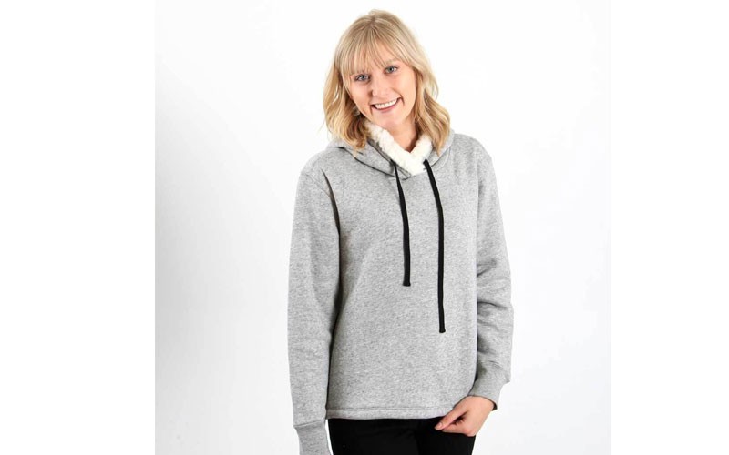 Dylan by True Grit Fleece Lined Hoodie for Women in Heather Grey 