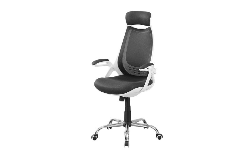 Monarch Specialties Mesh/Chrome High-Back Executive Office Chair White/Grey