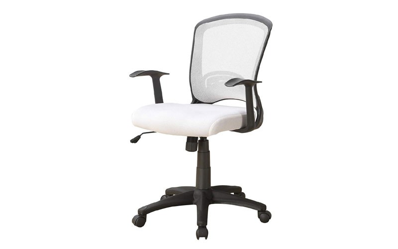 Monarch Specialties Mesh Mid-Back/Multi-Position Office Chair White 