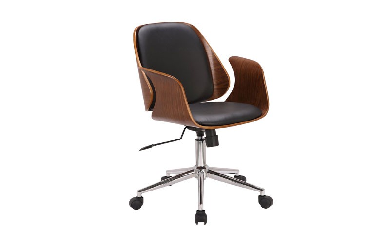 Armen Living Lcsgofchwabl Santiago Mid-Century Office Chair In Black Faux