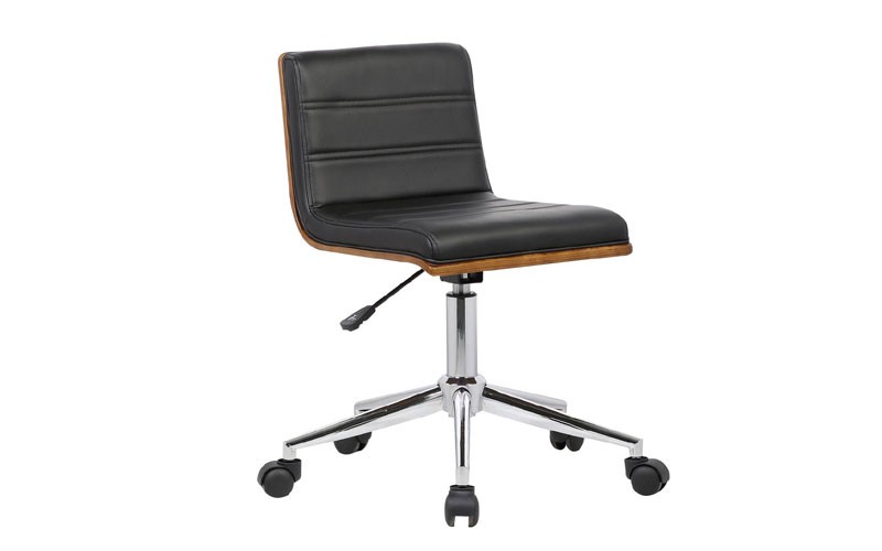 Armen Living Lcboofchblack Bowie Mid-Century Office Chair In Chrome Finish