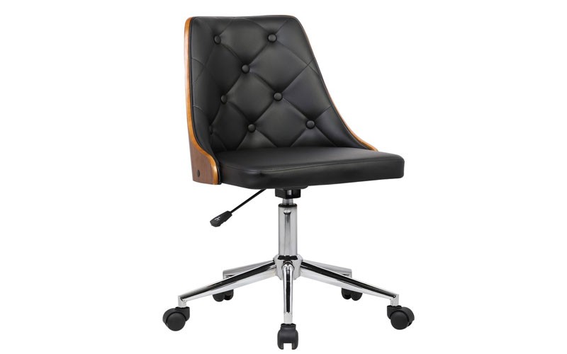 Armen Living Lcdiofchblack Diamond Mid-Century Office Chair In Chrome Finish