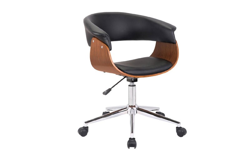 Armen Living Bellevue Mid-Century Office Chair in Chrome Finish