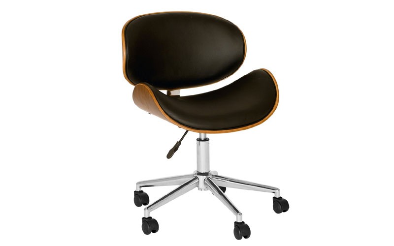 Armen Living Daphne Modern Office Chair In Chrome Finish with Black F