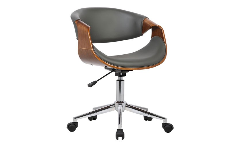 Armen Living Geneva Mid-Century Office Chair in Chrome finish with 