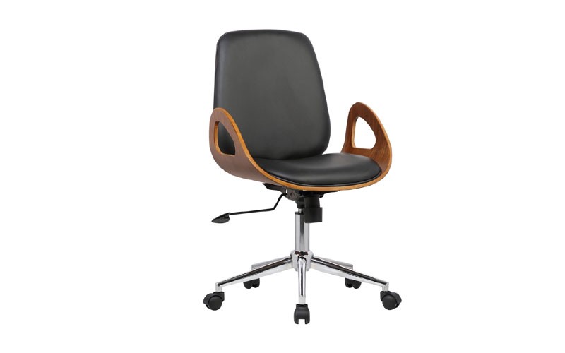 Armen Living Wallace Mid-Century Office Chair in Chrome finish