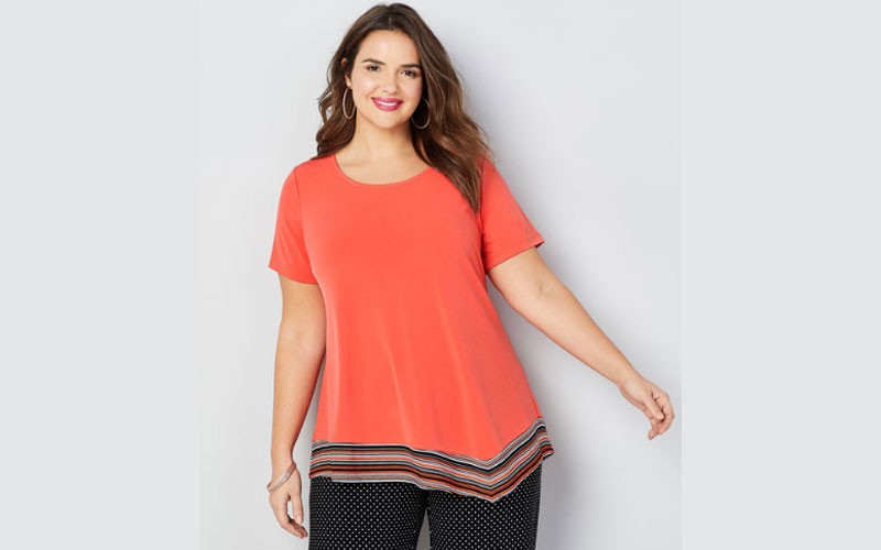 Stripe Hem Asymmetric Top