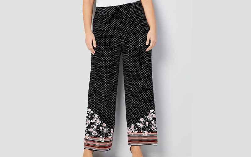 Dot Floral Border Palazzo Pant