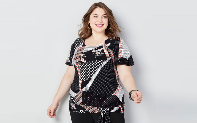 Patchwork Print Side Tie Top