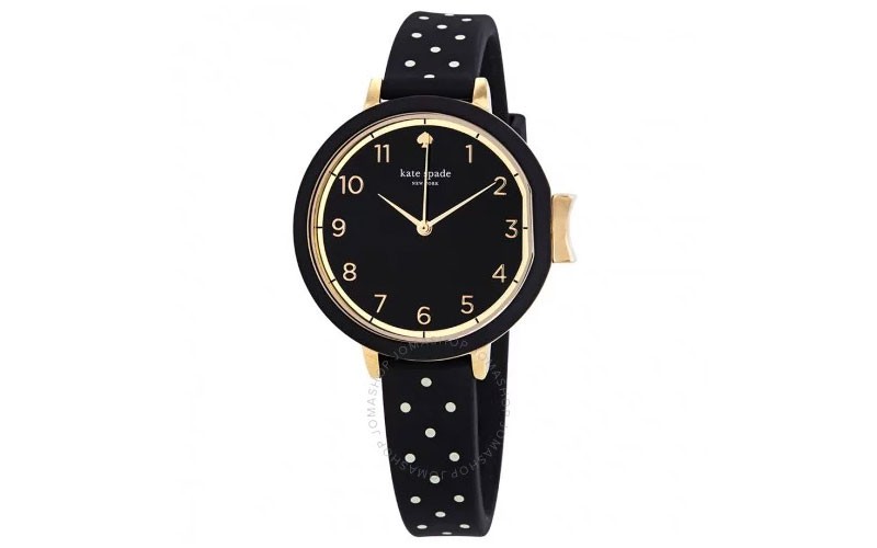 Kate Spade Park Row Black Dial Polka Dot Silicone Ladies Watch