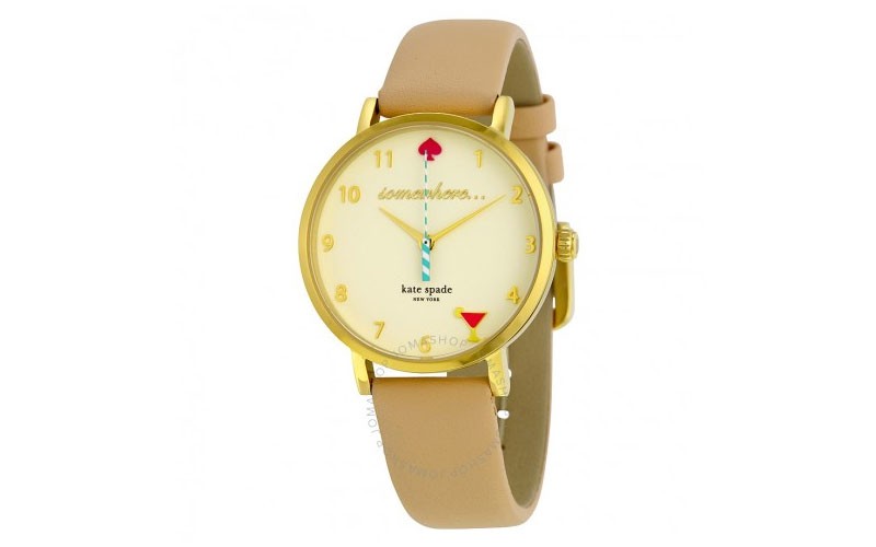 Kate Spade New York Beige Dial Beige Leather Ladies Watch