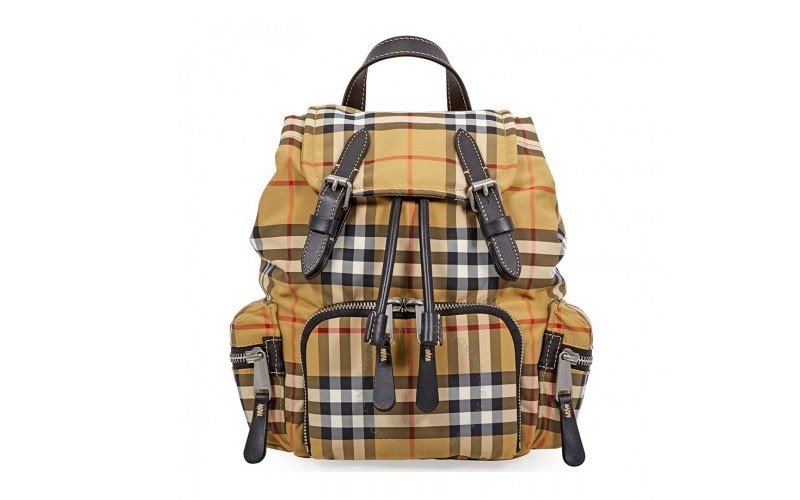 Burberry Small Crossbody Rucksack in Vintage Check- Antique Yellow