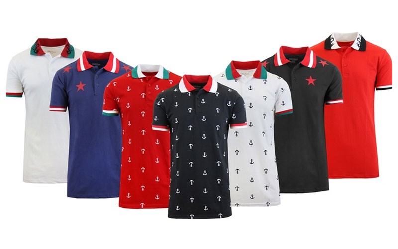 Mens Slim-Fit Short Sleeve Printed Polo Shirt