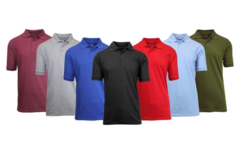 Mens Comfort Poly Tech Pique Polos (4-Packs)