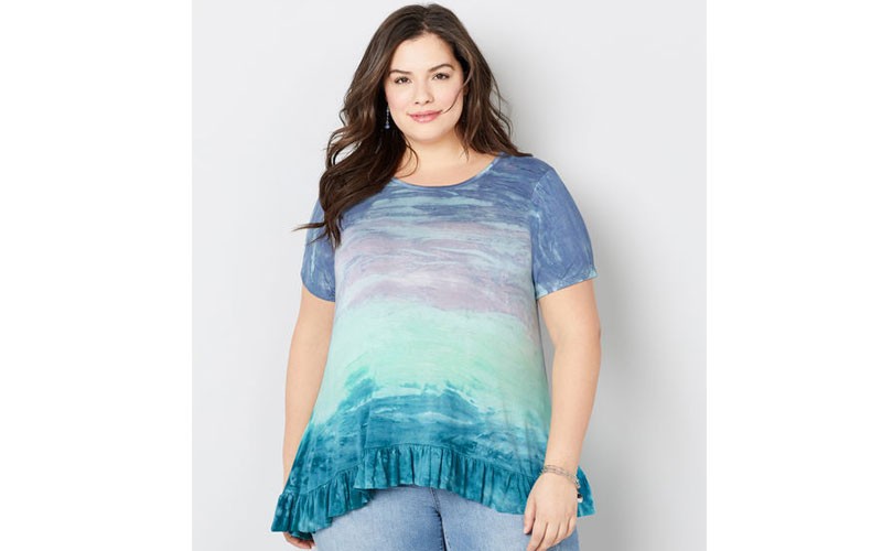 Ombre Ruffle Sharkbite Top