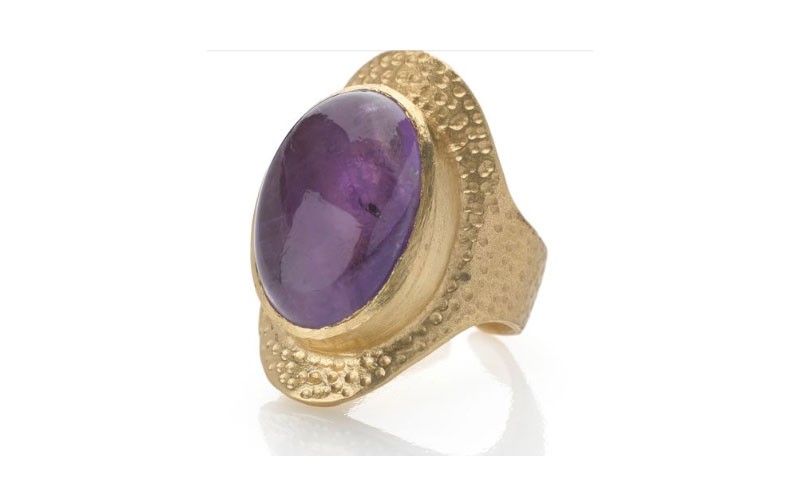 Gold Plated Amethyst Adjustable Ring by Lenox