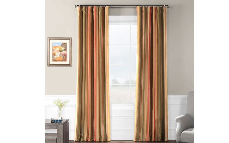 Mirage Faux Silk Taffeta Stripe Curtain