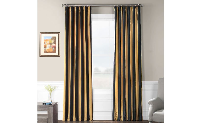 Regency Faux Silk Taffeta Stripe Curtain