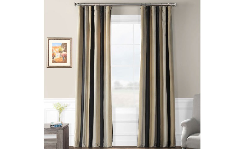 Sake Faux Silk Taffeta Stripe Curtain