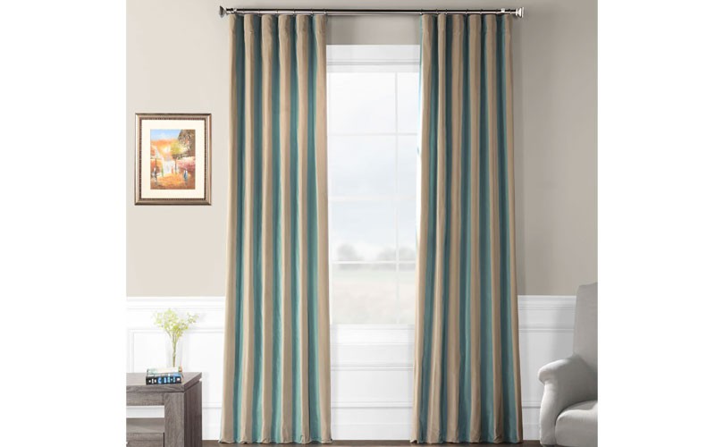 Marin Faux Silk Taffeta Stripe Curtain
