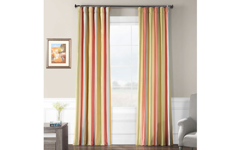 Hapsford Luxury Faux Silk Stripe Curtain