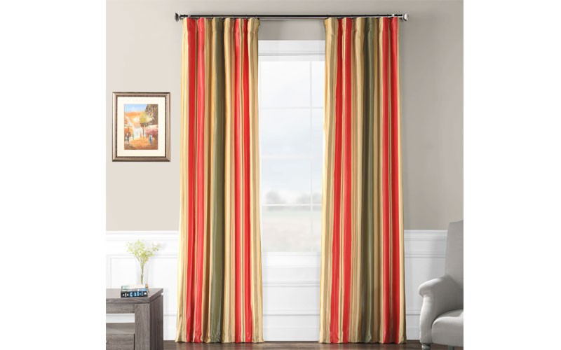  Orleans Faux Silk Taffeta Stripe Curtain