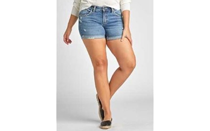 Silver Jeans Boyfriend Mid Rise Jean Shorts in Medium Wash