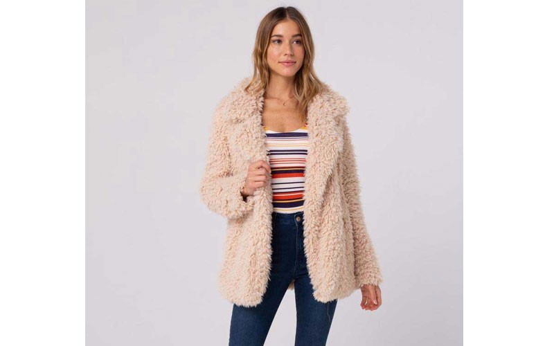 Thread and Supply Sully Frosty Tipped Sherpa Jacket in Toffee 