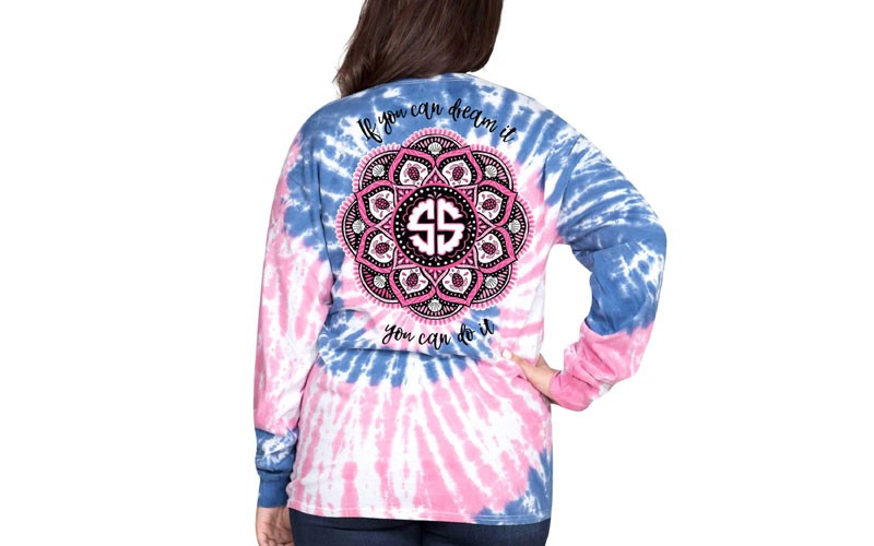 Simply Southern Preppy Collection Mandala Tie Dye Long Sleeve T-shirt for Women