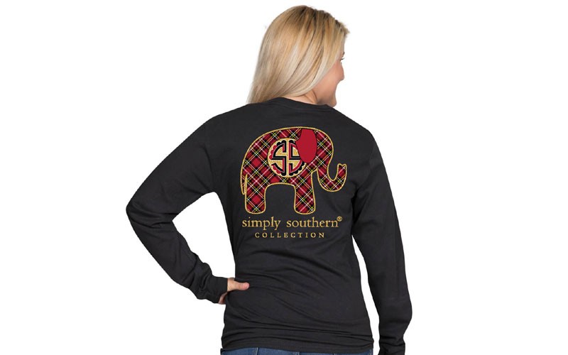 Simply Southern Preppy Elephant Long Sleeve T-shirt for Women