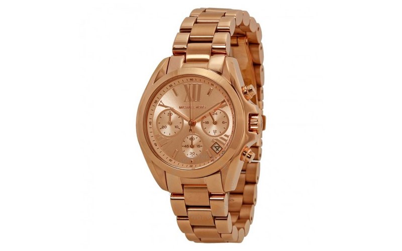 Michael Kors Bradshaw Chronograph Rose Dial Rose Gold-tone Ladies Watch