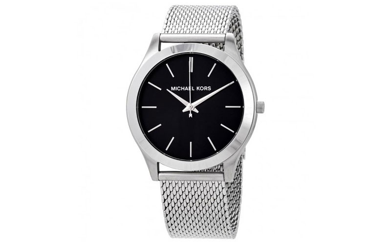 Michael Kors Slim Runway Black Dial Stainless Steel Mens Watch