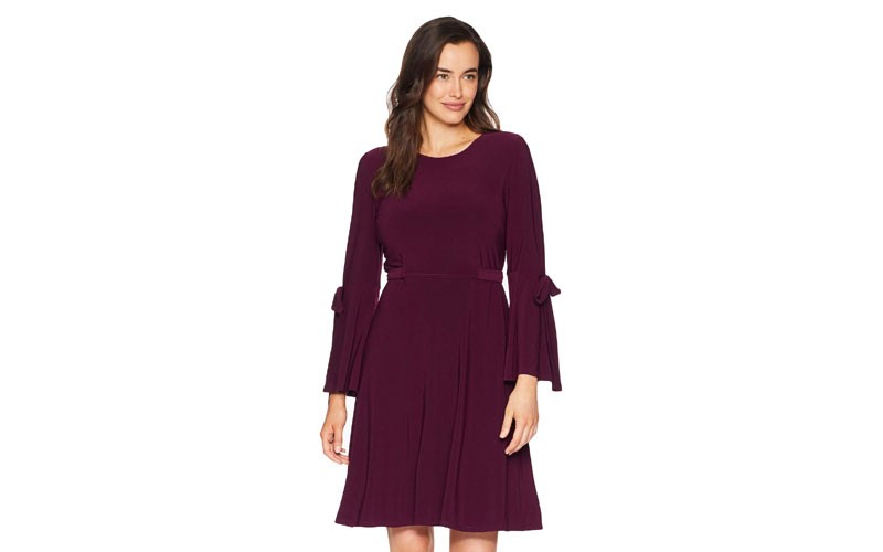 Nine West Ity 3/4 Sleeve Fit & Flare Dress w/ Bow Detail
