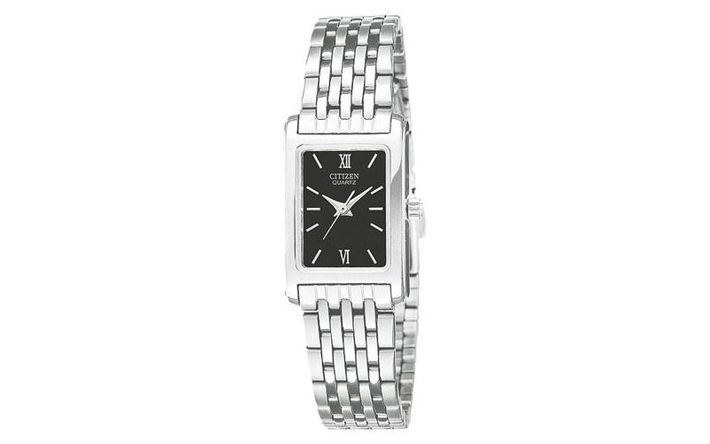 Citizen Quartz Ladies Watch Black Dial With Stainless Steel Case And Bracelet