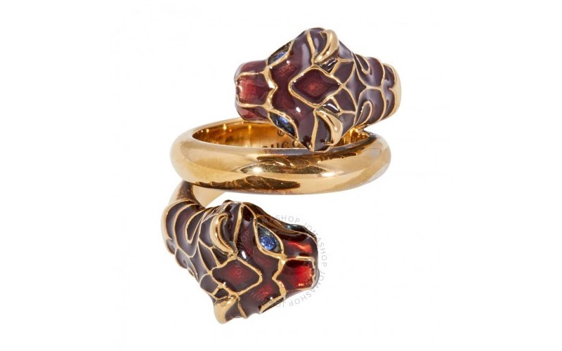 Gucci Tiger Head Ring With Enamel-Size 10
