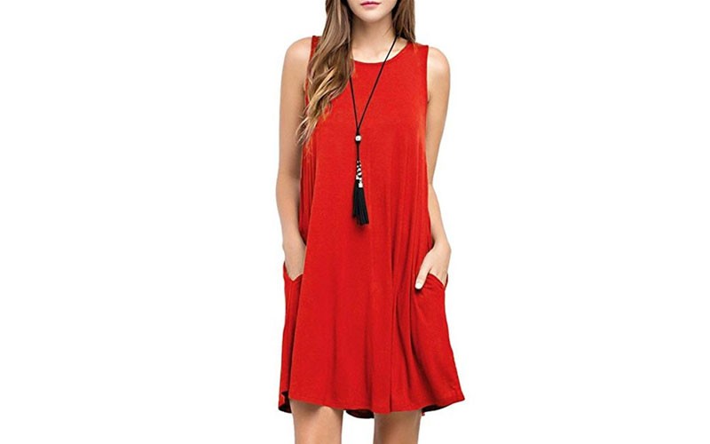 Women's Tunic Pockets Casual Sleeveless Loose Dress